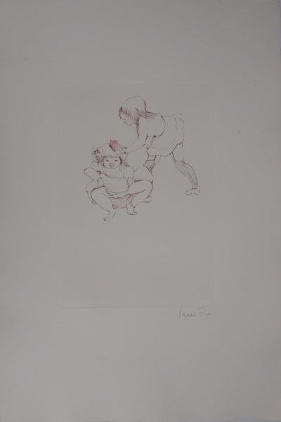 Léonor FINI : Les petites filles au papillon, Gravure originale signée