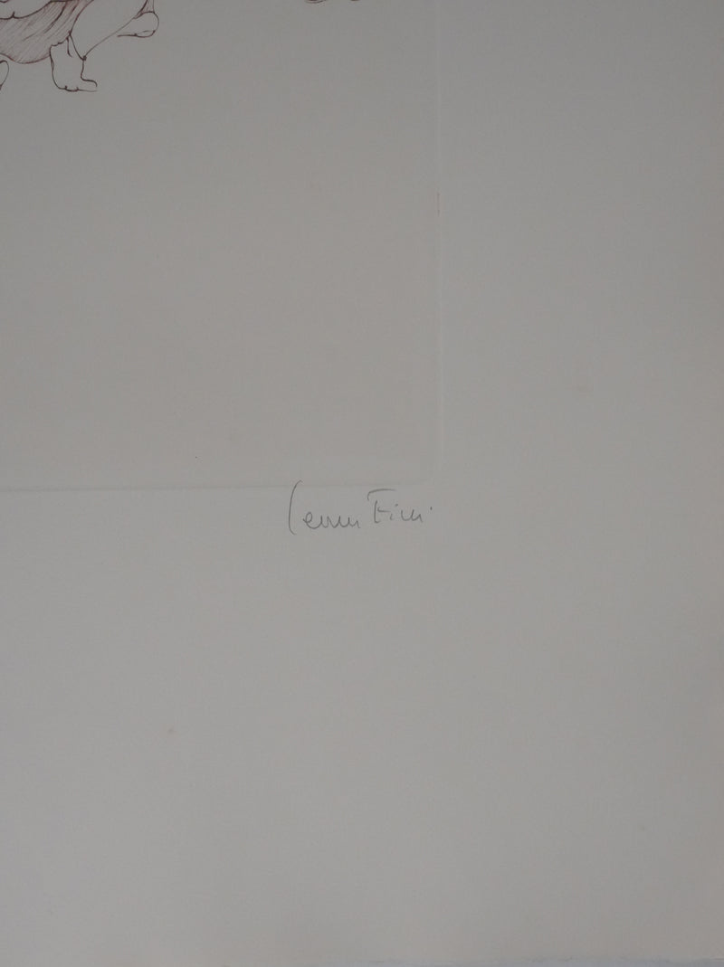 Léonor FINI : Les petites filles au papillon, Gravure originale signée