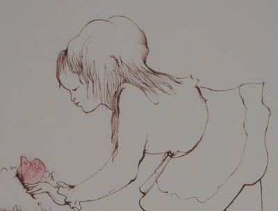 Léonor FINI : Les petites filles au papillon, Gravure originale signée