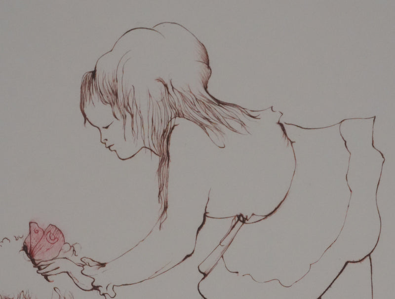 Léonor FINI : Les petites filles au papillon, Gravure originale signée