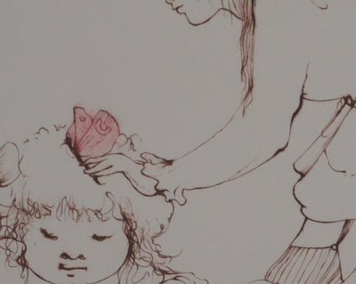 Léonor FINI : Les petites filles au papillon, Gravure originale signée