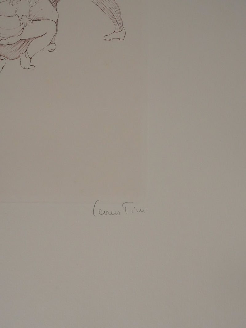 Léonor FINI : Les petites filles au papillon (Auvergne), Gravure originale signée