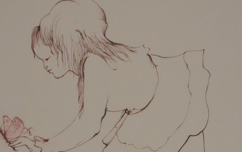 Léonor FINI : Les petites filles au papillon (Auvergne), Gravure originale signée