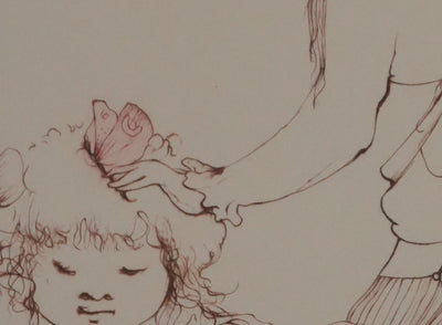 Léonor FINI : Les petites filles au papillon (Auvergne), Gravure originale signée