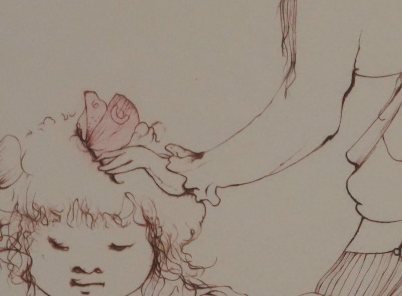 Léonor FINI : Les petites filles au papillon (Auvergne), Gravure originale signée
