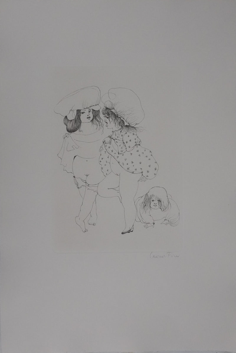 Léonor FINI : Les trois sœurs (noir), Gravure originale signée