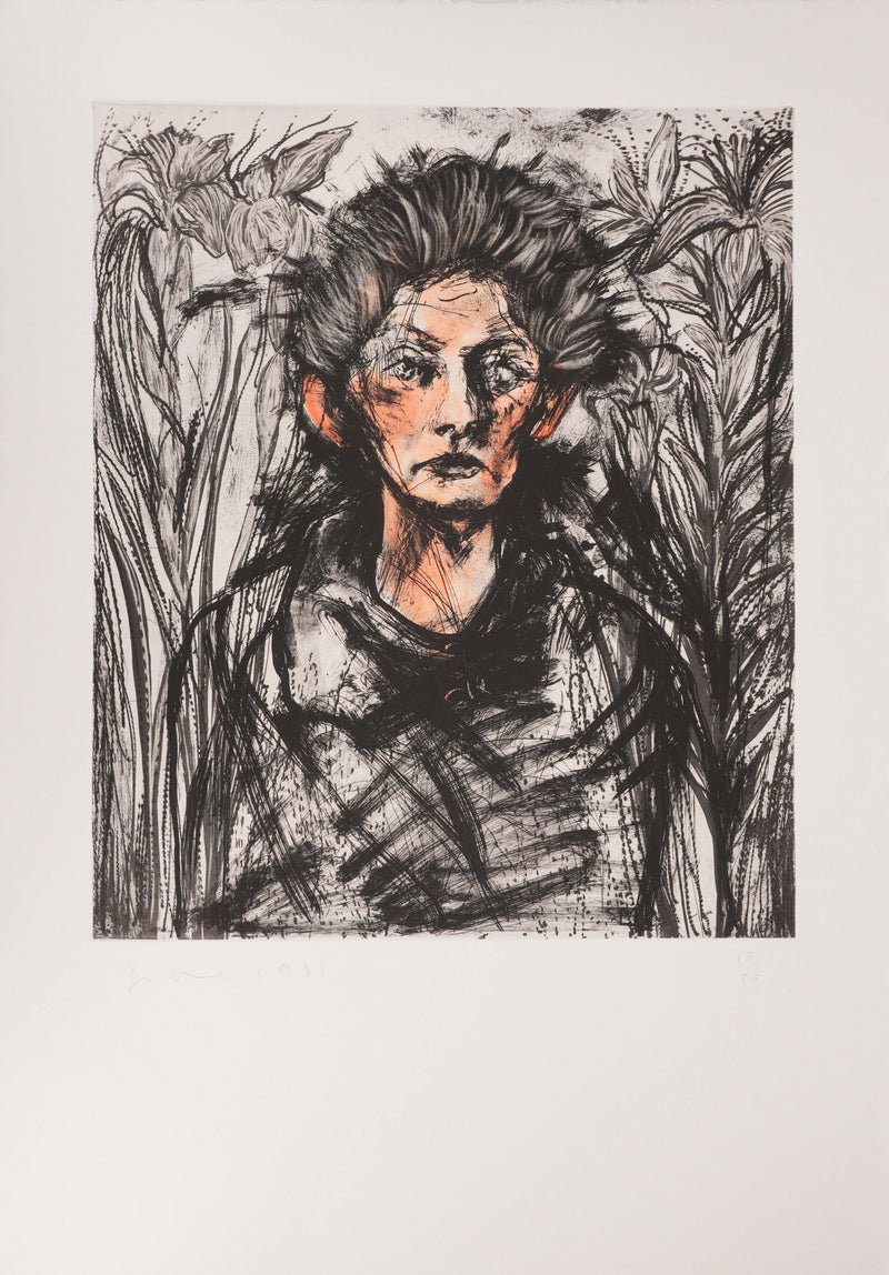 Jim DINE : Nancy Outside in July XX, Gravure originale signée