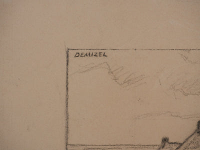 Augustin Louis J. DEMIZEL : Village de pêcheurs à Boulogne sur Mer, Dessin original signé