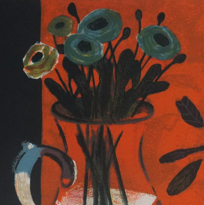 Yves GANNE : Le panier de pêches, Lithographie originale signée