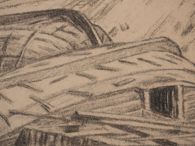 Augustin Louis J. DEMIZEL : Village de pêcheurs à Boulogne sur Mer, Dessin original signé
