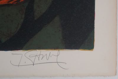 Yves GANNE : Le panier de pêches, Lithographie originale signée