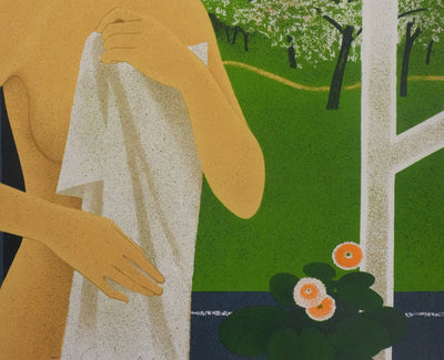 Yves GANNE : Femme nue à la campagne, Lithographie originale signée
