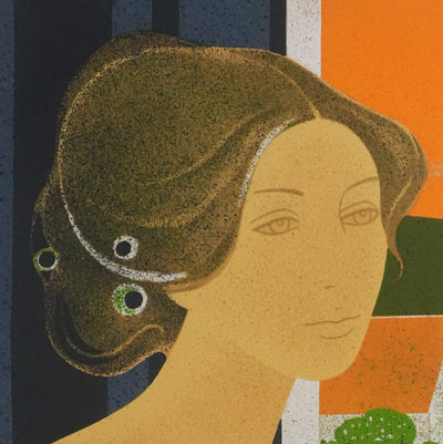 Yves GANNE : Femme nue à la campagne, Lithographie originale signée