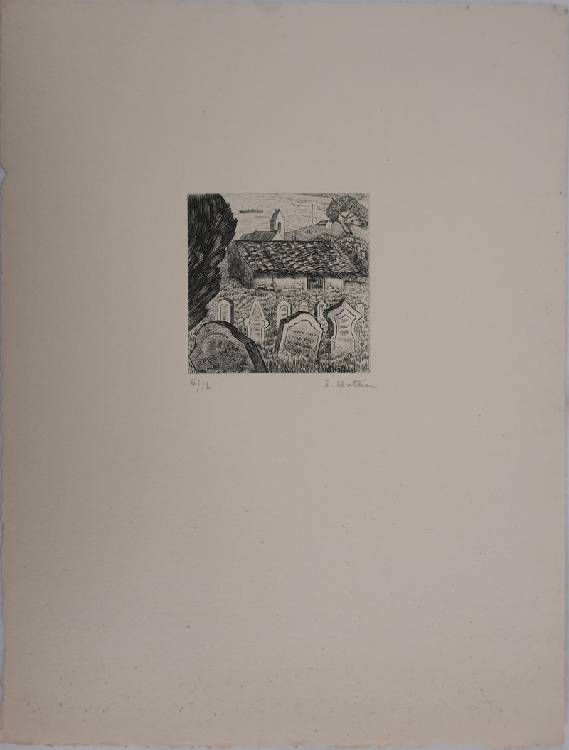 Suzanne von HOTTIER-VAHL : Petit village en Grande Bretagne, Gravure originale signée