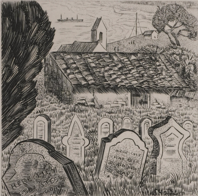 Suzanne von HOTTIER-VAHL : Petit village en Grande Bretagne, Gravure originale signée