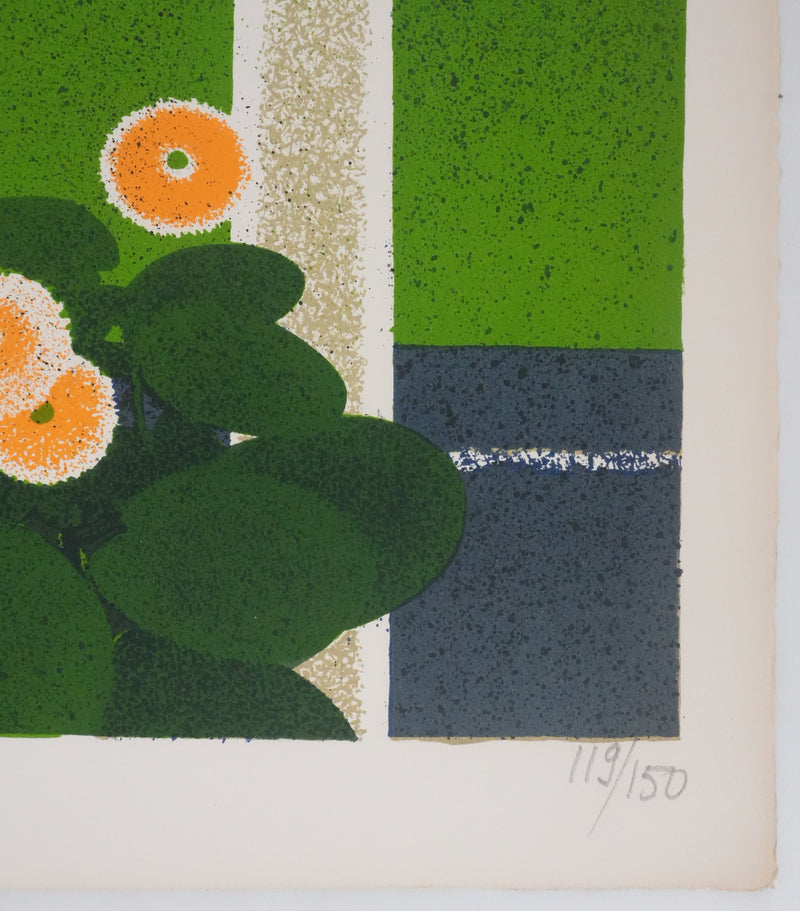 Yves GANNE : Femme nue à la campagne, Lithographie originale signée