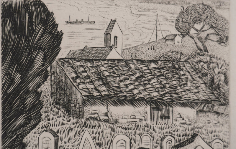 Suzanne von HOTTIER-VAHL : Petit village en Grande Bretagne, Gravure originale signée