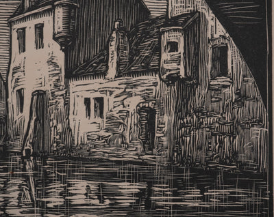 André VAHL : Maisonnette au bord de la rivière, Gravure originale signée