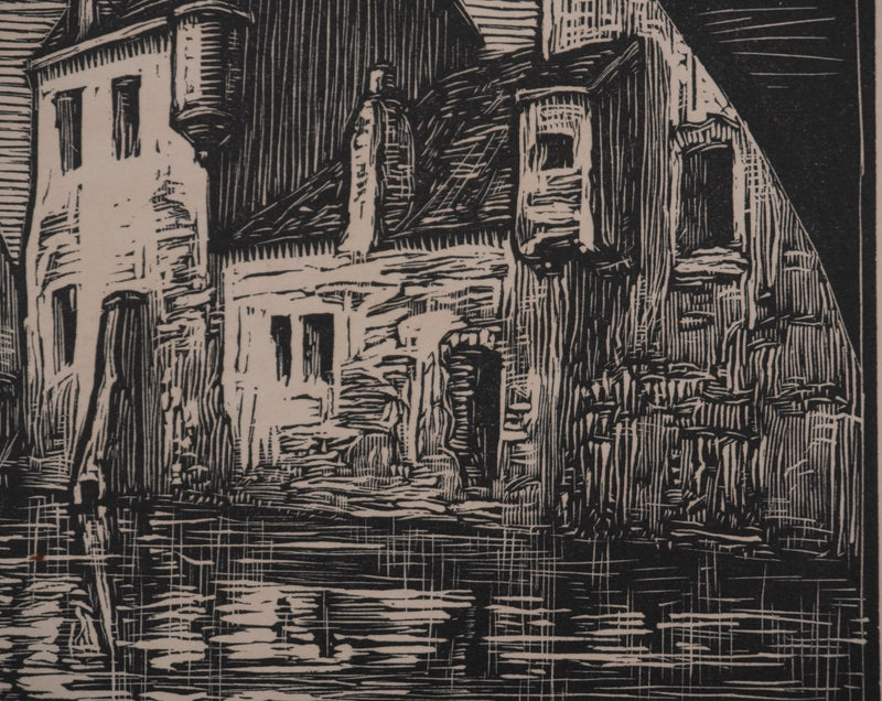 André VAHL : Maisonnette au bord de la rivière, Gravure originale signée