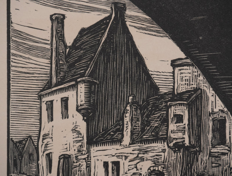 André VAHL : Maisonnette au bord de la rivière, Gravure originale signée