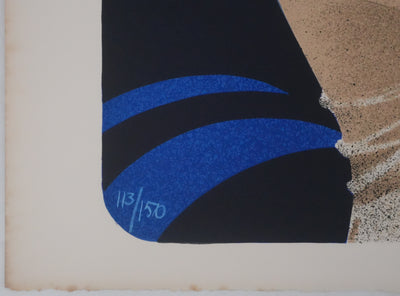 Yves GANNE : Les deux femmes aux bouquets, Lithographie originale signée