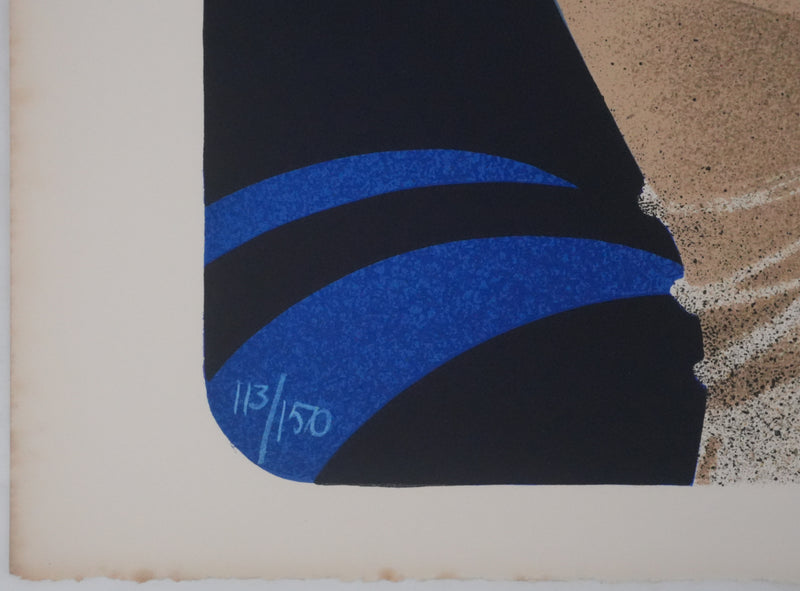 Yves GANNE : Les deux femmes aux bouquets, Lithographie originale signée