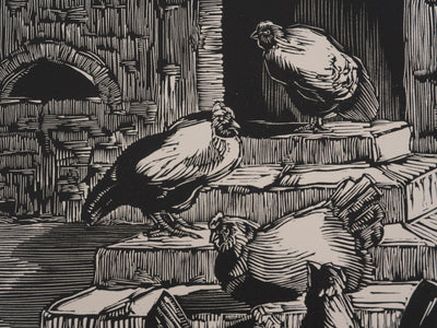 Suzanne von HOTTIER-VAHL : Les poules dans la cours, Gravure originale (photo de détail 6) - Crédit photo : Galerie Art.Paris