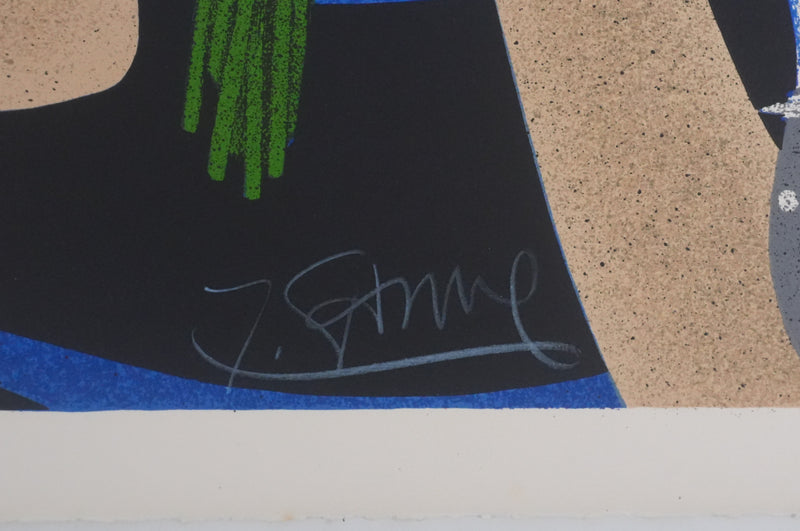 Yves GANNE : Les deux femmes aux bouquets, Lithographie originale signée