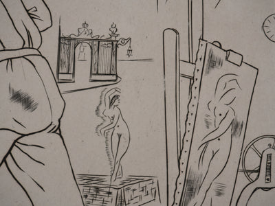 Adolphe CIESLARCZYK : Les artistes dans l'atelier, Gravure originale signée