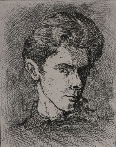 Antoine René GIGUET : Le jeune homme, Gravure originale signée