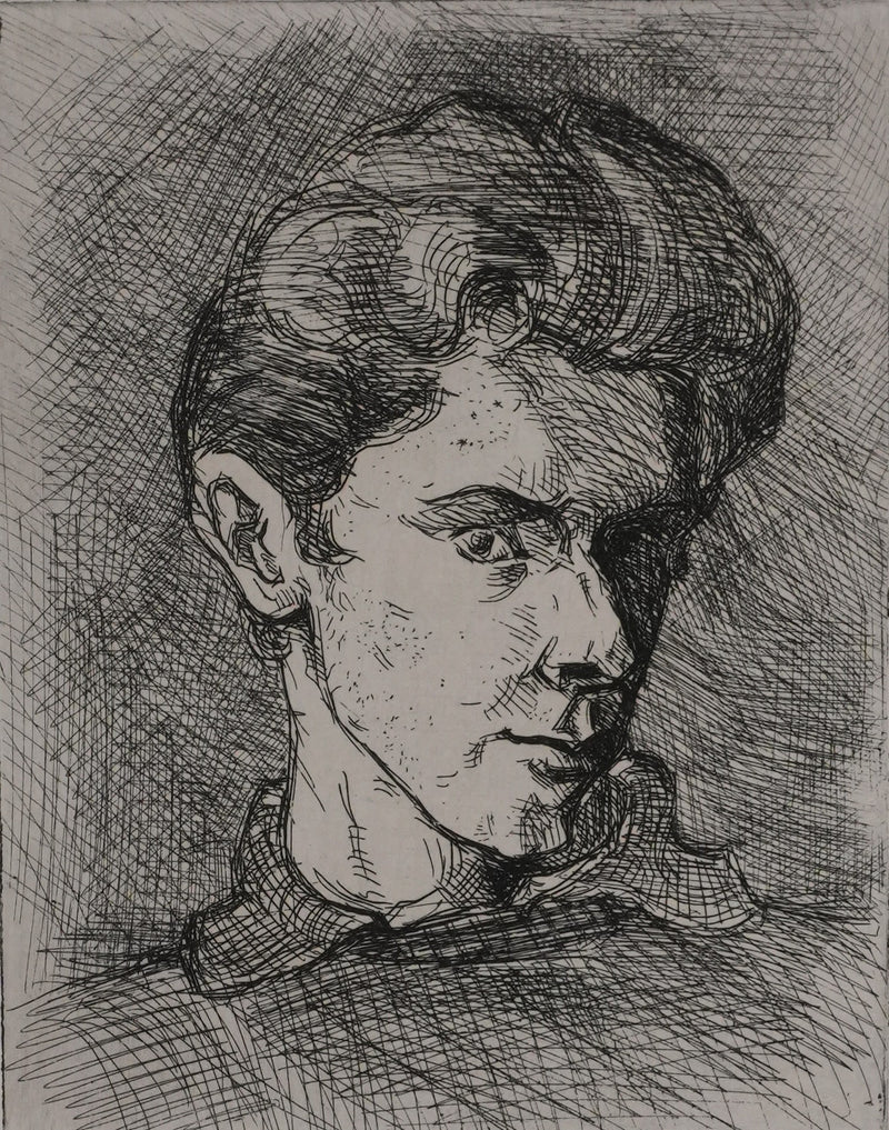 Antoine René GIGUET : Le jeune homme, Gravure originale signée