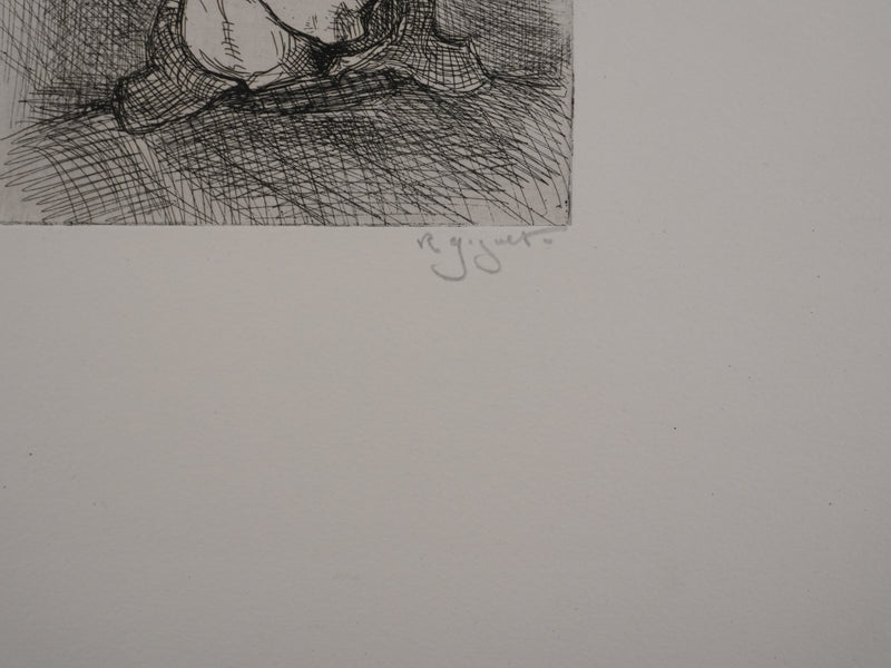 Antoine René GIGUET : Le jeune homme, Gravure originale signée