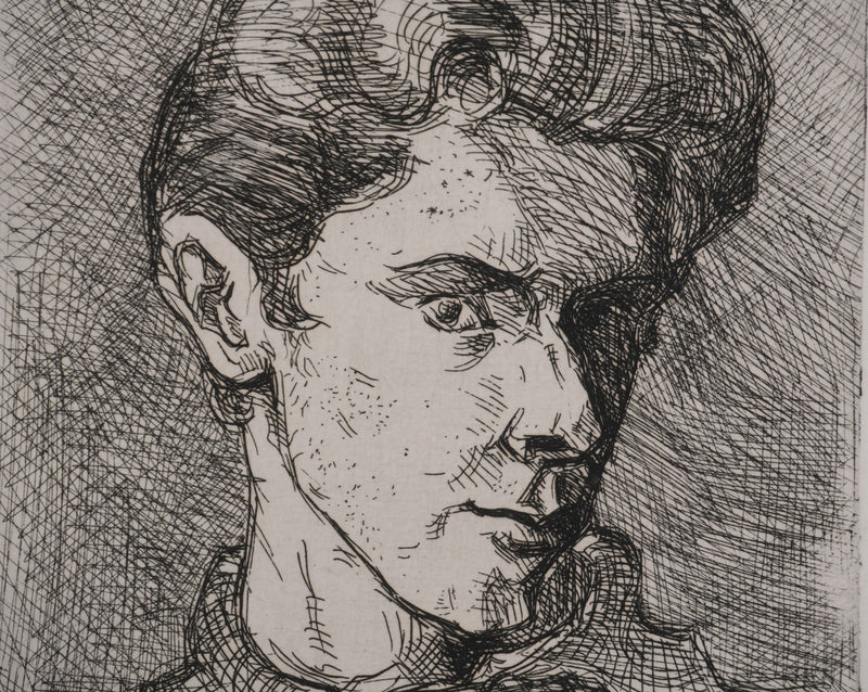 Antoine René GIGUET : Le jeune homme, Gravure originale signée