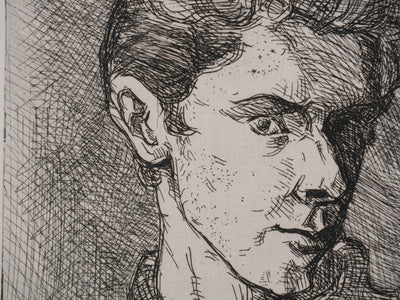 Antoine René GIGUET : Le jeune homme, Gravure originale signée