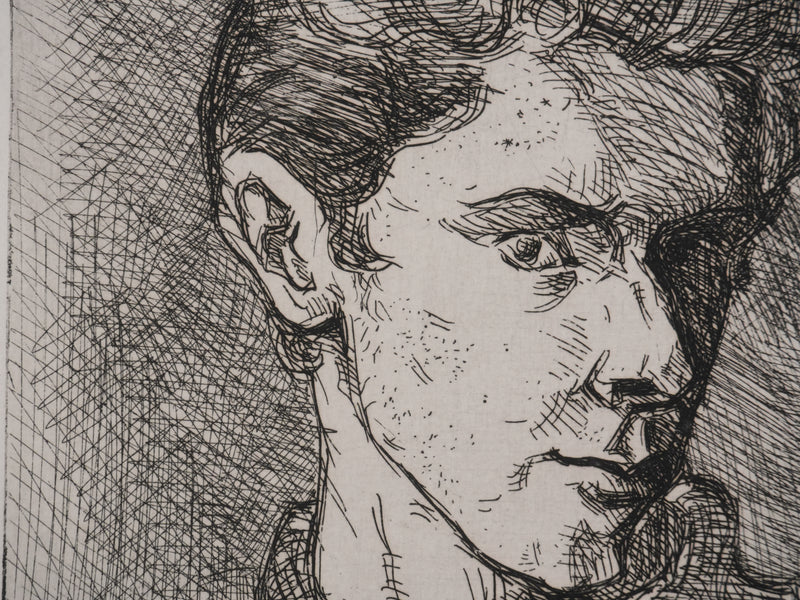 Antoine René GIGUET : Le jeune homme, Gravure originale signée