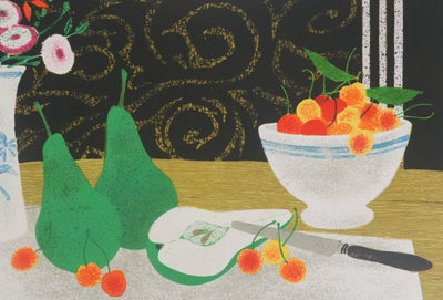 Yves GANNE : Nature morte aux poires, Lithographie originale signée