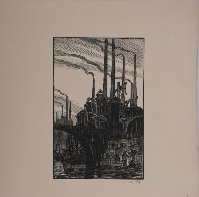 André VAHL : La fabrique, Gravure originale signée