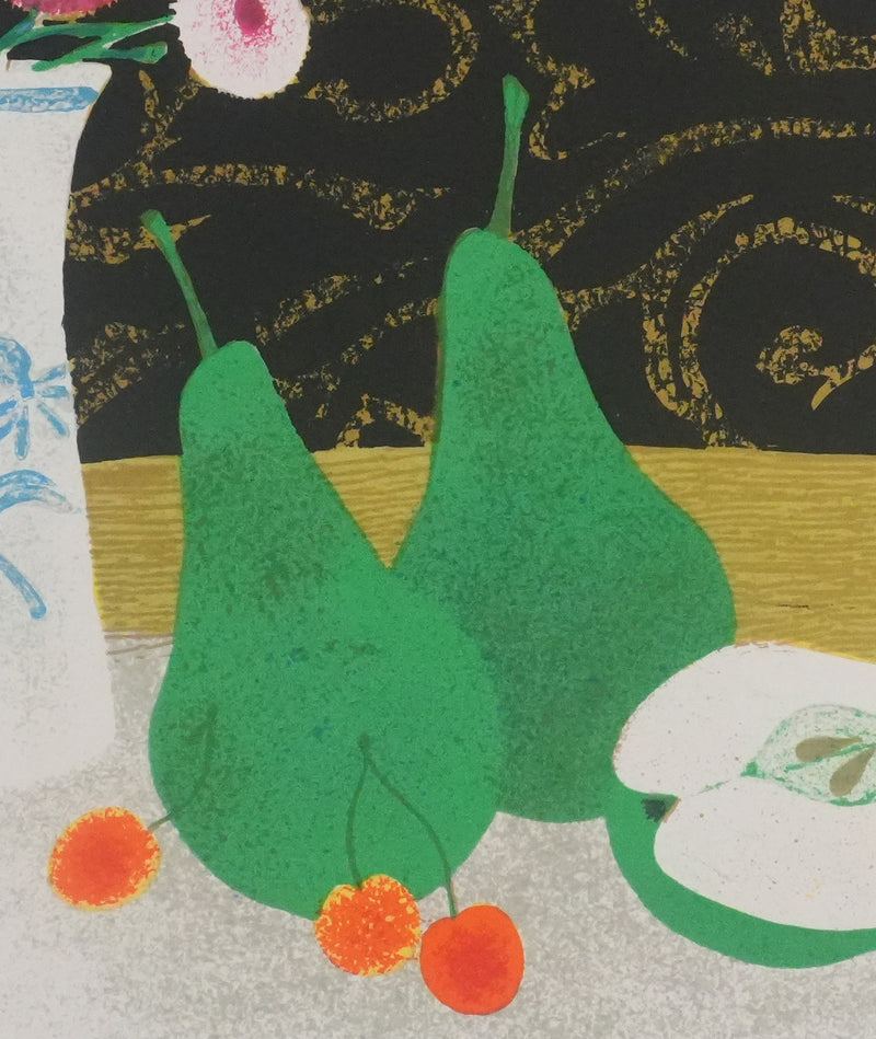 Yves GANNE : Nature morte aux poires, Lithographie originale signée