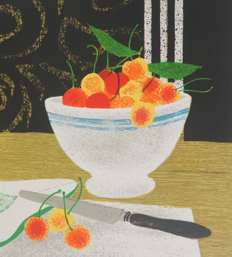 Yves GANNE : Nature morte aux poires, Lithographie originale signée