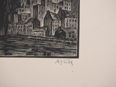 André VAHL : La fabrique, Gravure originale signée