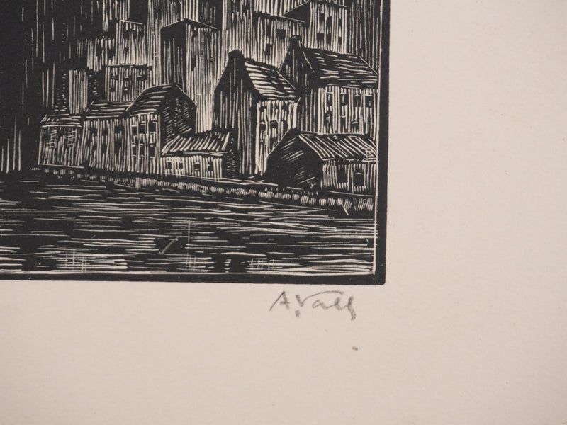 André VAHL : La fabrique, Gravure originale signée