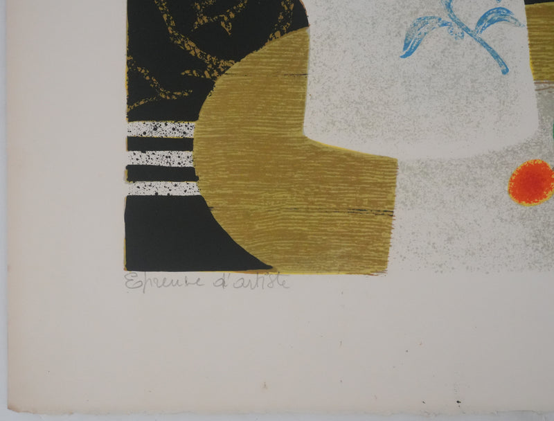 Yves GANNE : Nature morte aux poires, Lithographie originale signée