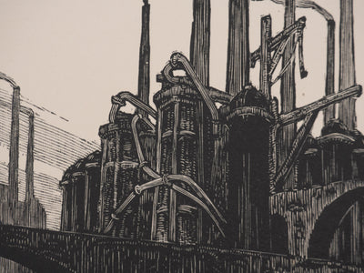 André VAHL : La fabrique, Gravure originale signée
