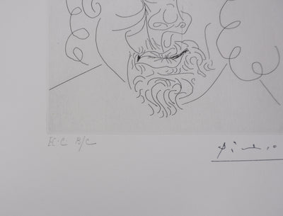 Pablo PICASSO : Les 156, Rembrandt au chapeau mou, Gravure originale signée