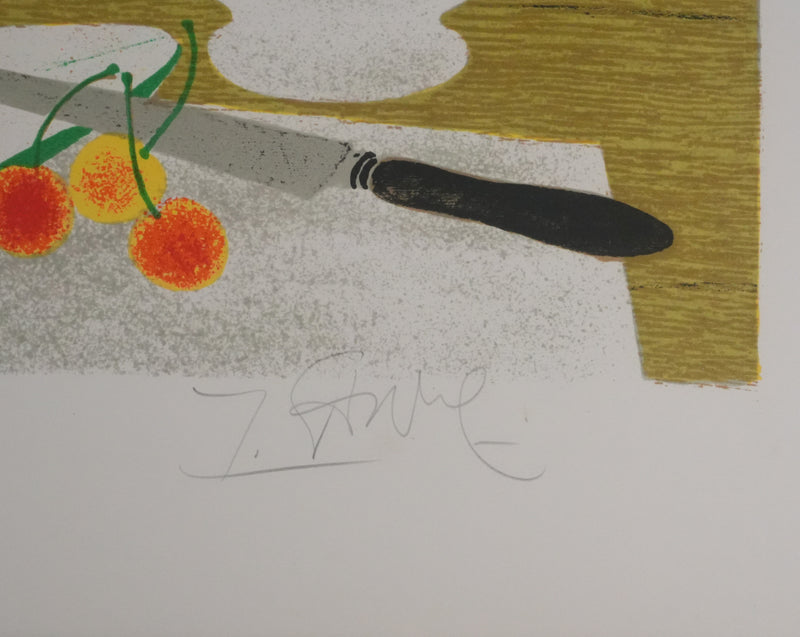 Yves GANNE : Nature morte aux poires, Lithographie originale signée