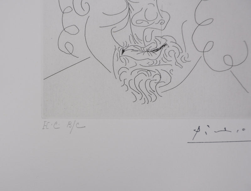 Pablo PICASSO : Les 156, Rembrandt au chapeau mou, Gravure originale signée