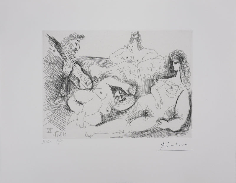 Pablo PICASSO : Les 156, Sérénade au bordel, Gravure originale signée