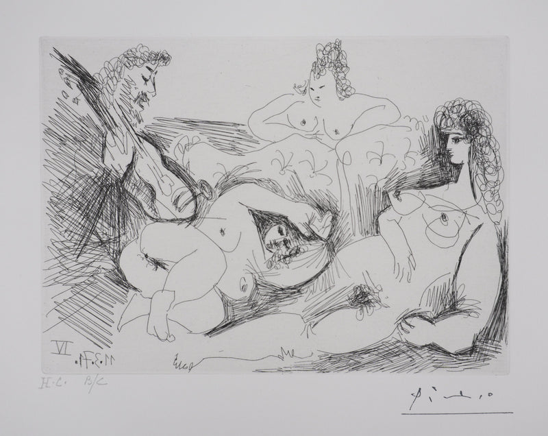 Pablo PICASSO : Les 156, Sérénade au bordel, Gravure originale signée