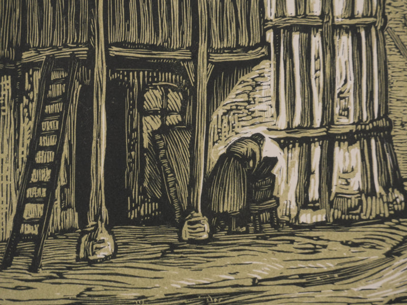 André VAHL : Le village médiéval, Gravure originale signée