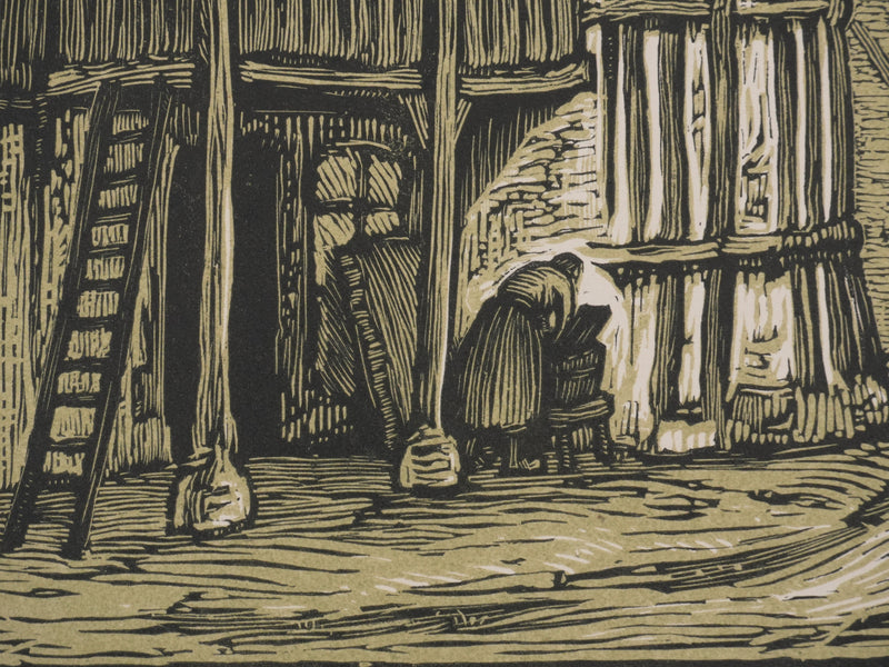 André VAHL : Le village médiéval, Gravure originale signée